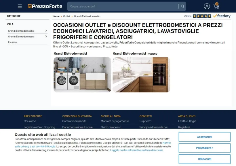 Schermata della pagina offerta di PrezzoForte