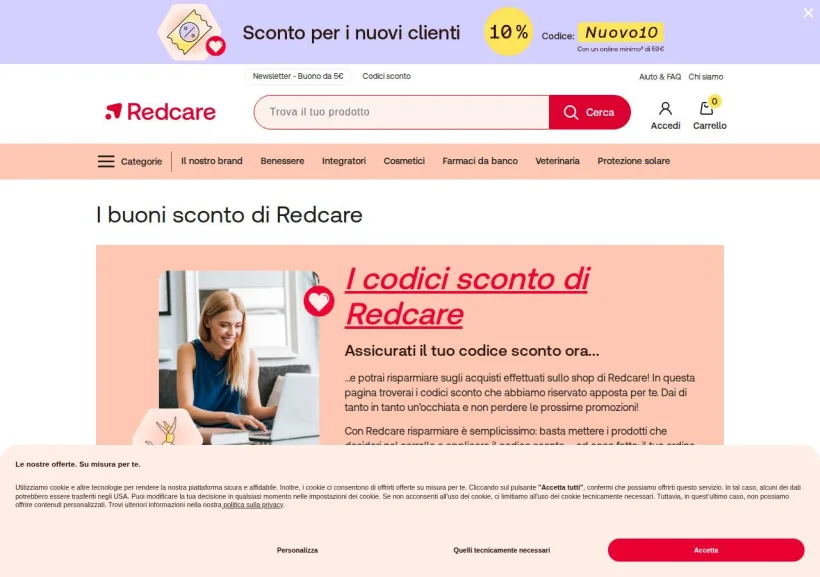 Schermata della pagina offerta di Shop Farmacia