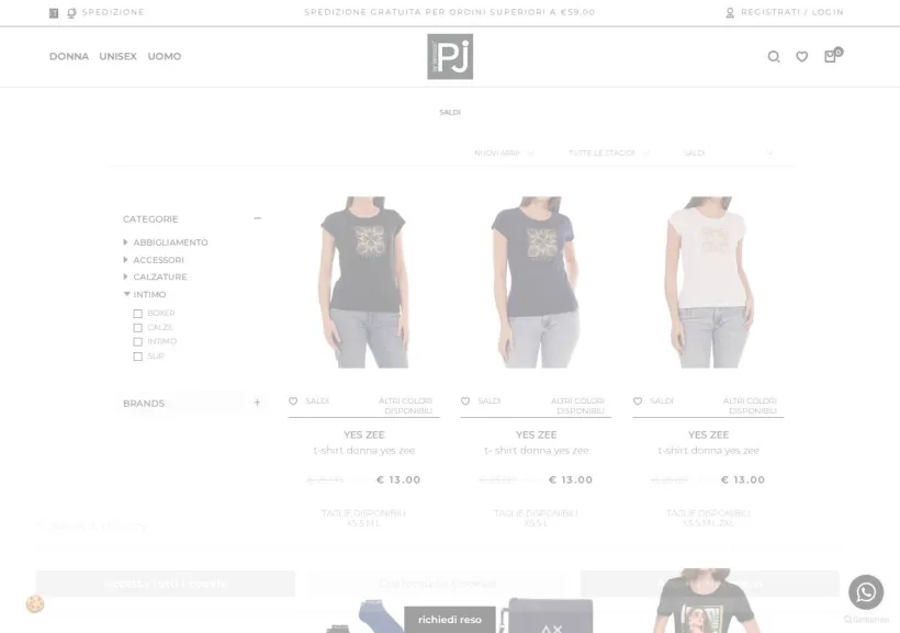 Schermata della pagina offerta di PJ by Iannuzzi