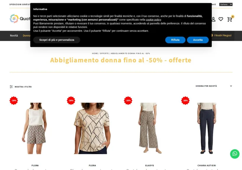 Schermata della pagina offerta di Quattro Stagioni