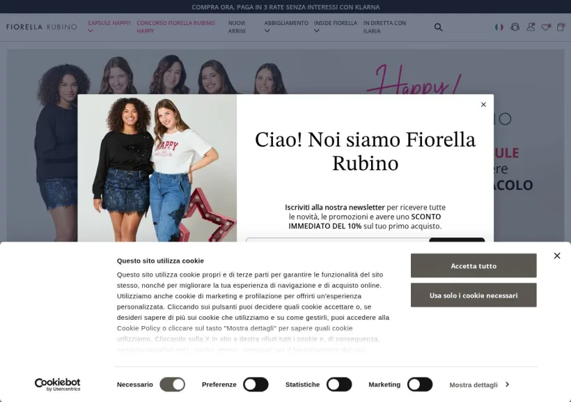 Schermata della pagina offerta di Fiorella Rubino