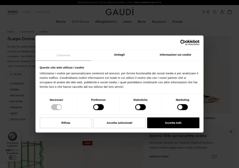 Schermata della pagina offerta di Gaudì
