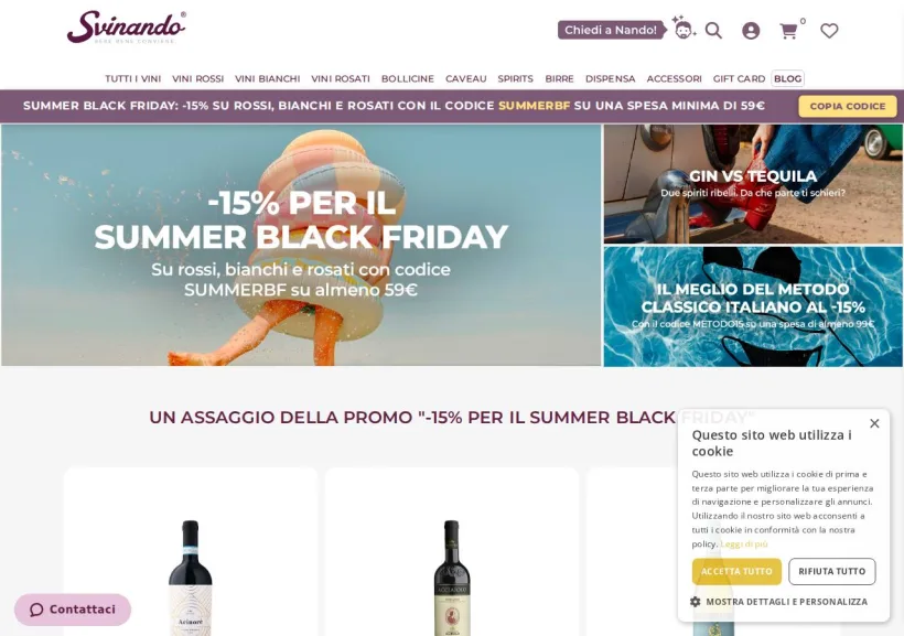 Schermata della pagina offerta di Svinando