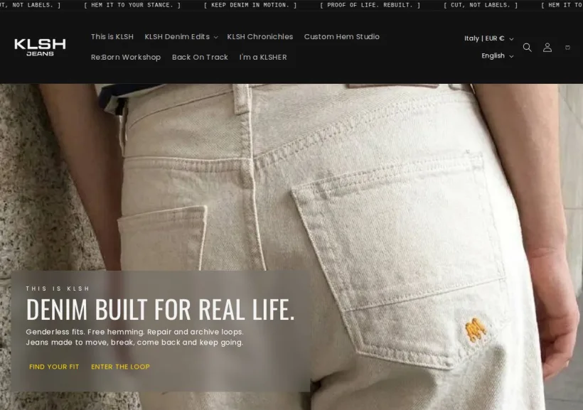 Schermata della pagina offerta di KLSH Jeans