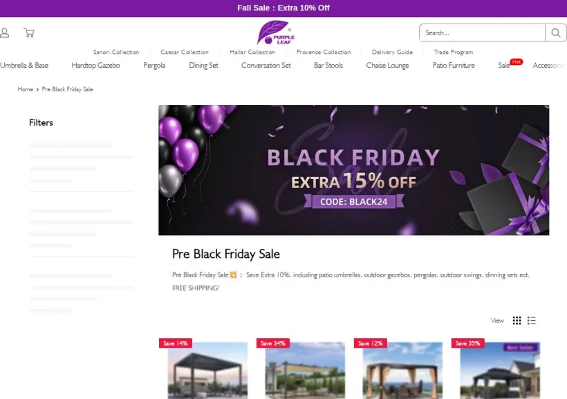 Schermata della pagina offerta di purpleleaf.it