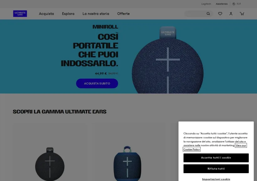 Schermata della pagina offerta di Ultimate Ears