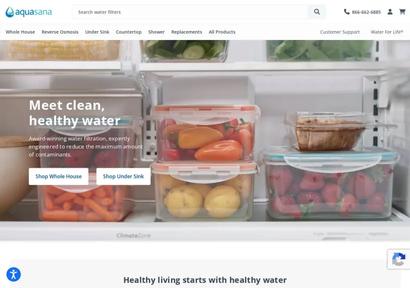 Schermata della pagina offerta di Aquasana Home Water Filters