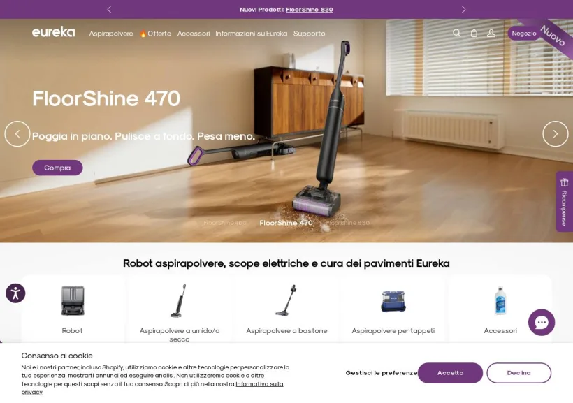 Schermata della pagina offerta di Eureka