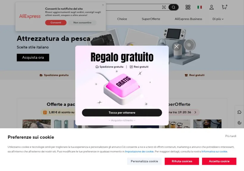 Schermata della pagina offerta di AliExpress
