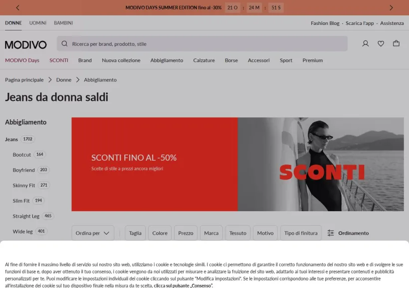 Schermata della pagina offerta di Modivo