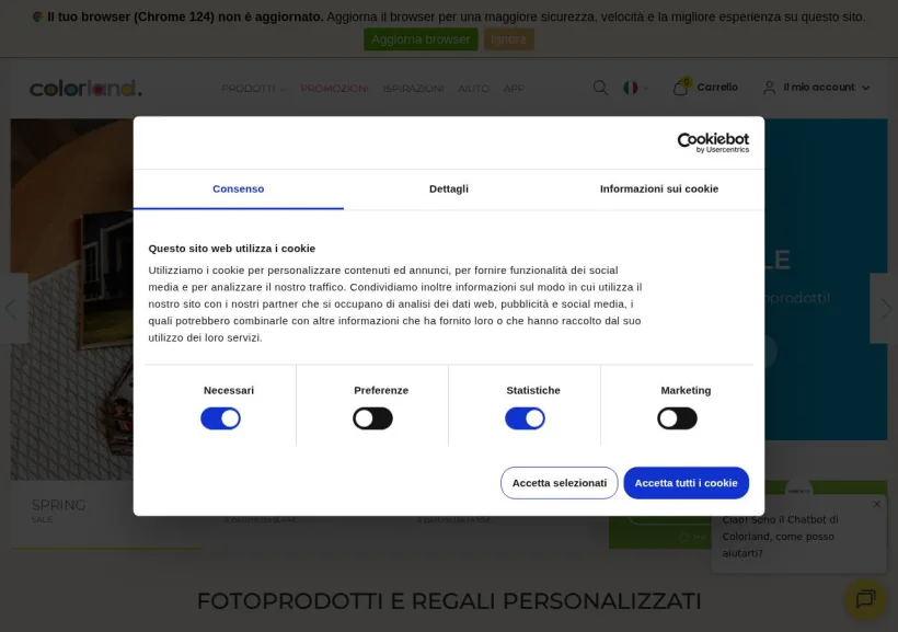 Schermata della pagina offerta di Colorland