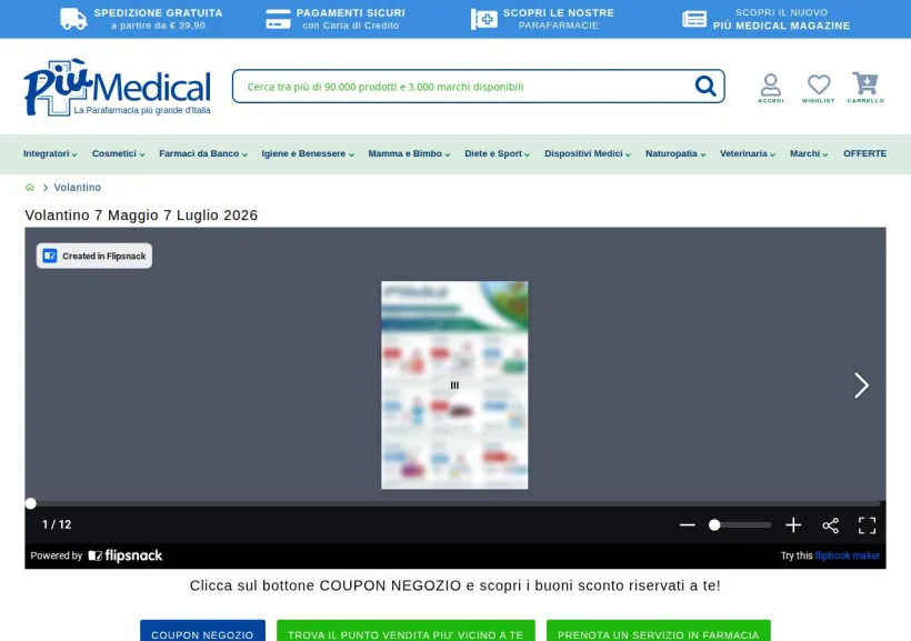 Schermata della pagina offerta di Più Medical
