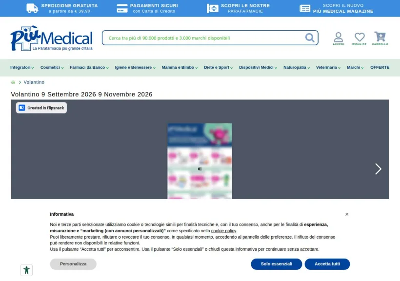 Schermata della pagina offerta di Più Medical