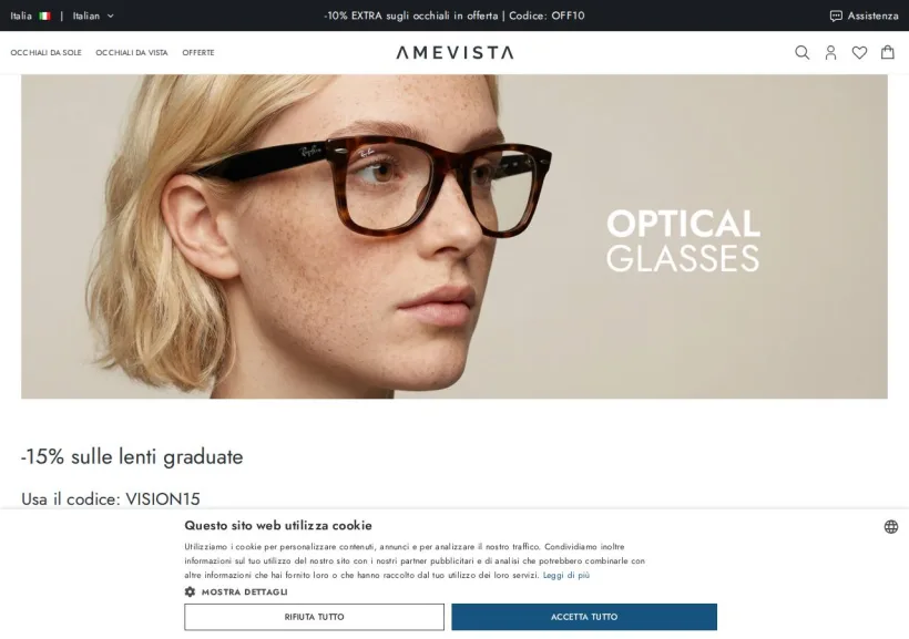 Schermata della pagina offerta di Amevista