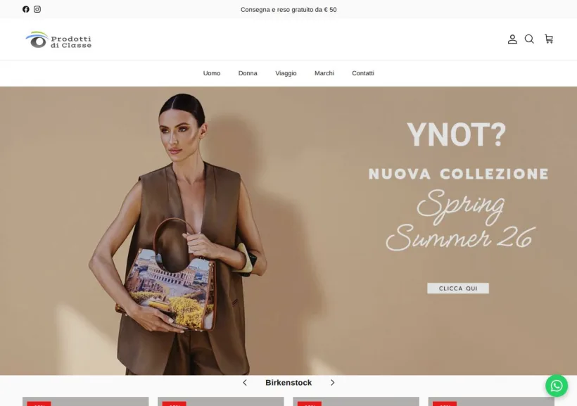 Schermata della pagina offerta di Prodotti di classe