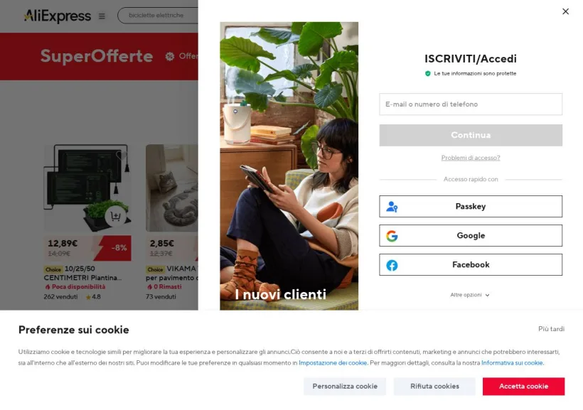 Schermata della pagina offerta di AliExpress