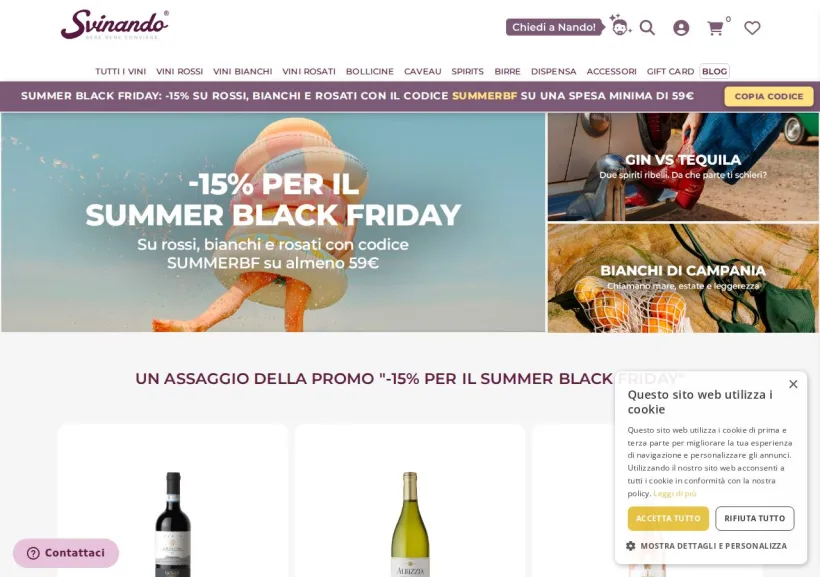 Schermata della pagina offerta di Svinando