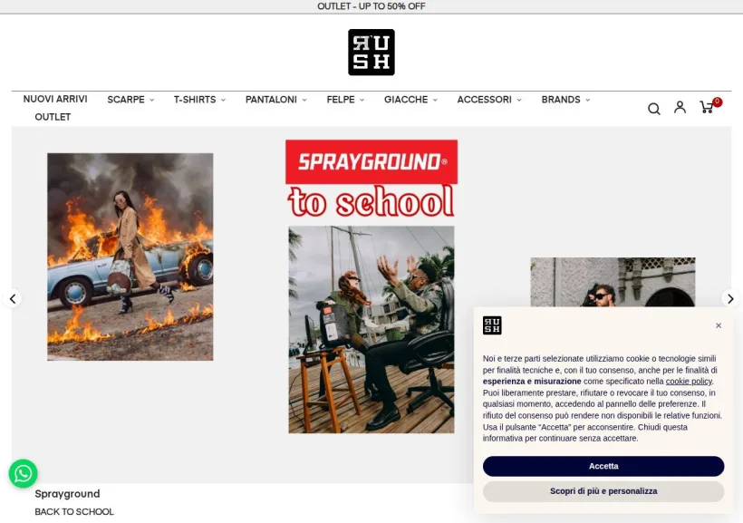 Schermata della pagina offerta di Rush Italy