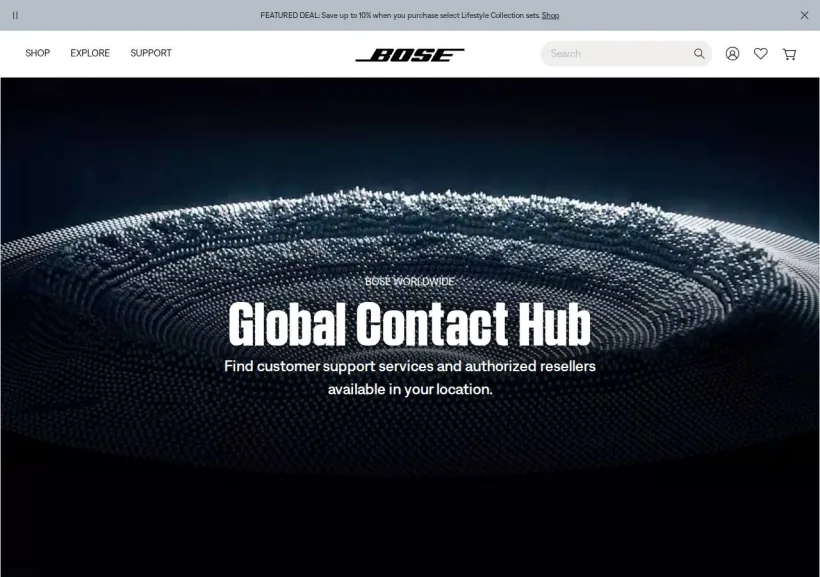 Schermata della pagina offerta di Bose