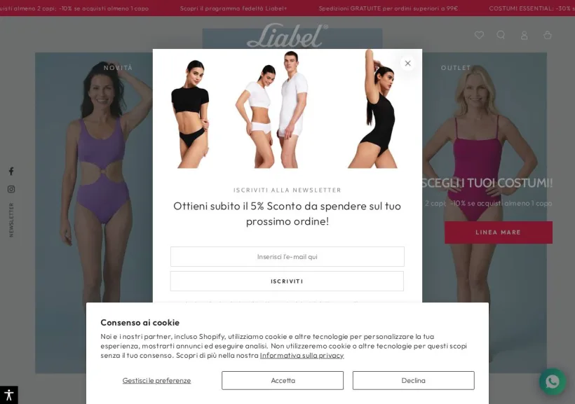 Schermata della pagina offerta di Liabel