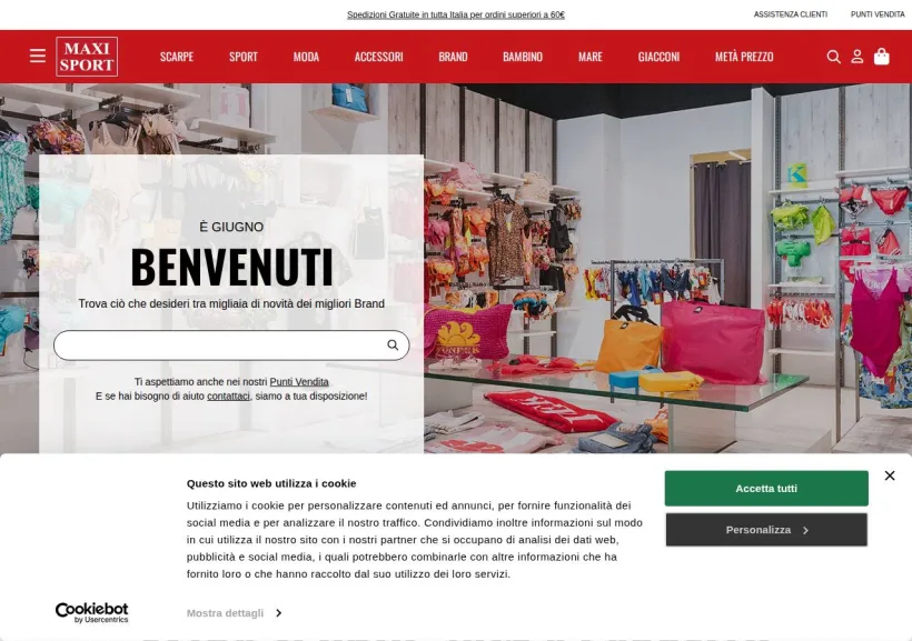 Schermata della pagina offerta di Maxi Sport