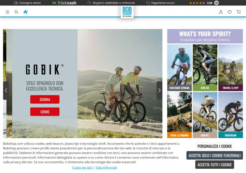 Schermata della pagina offerta di Bobshop