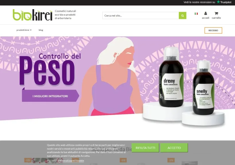 Schermata della pagina offerta di Biokirei