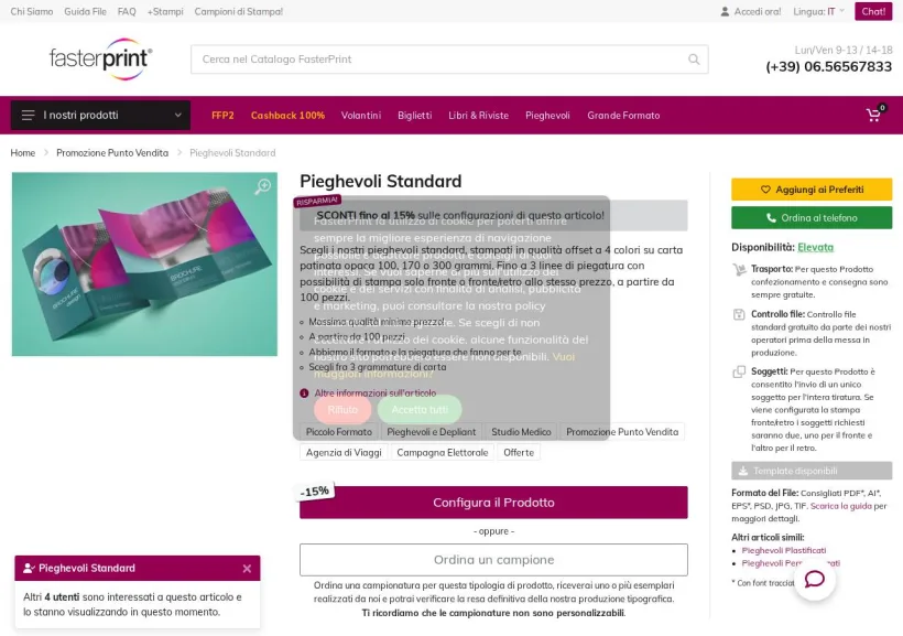 Schermata della pagina offerta di Fasterprint