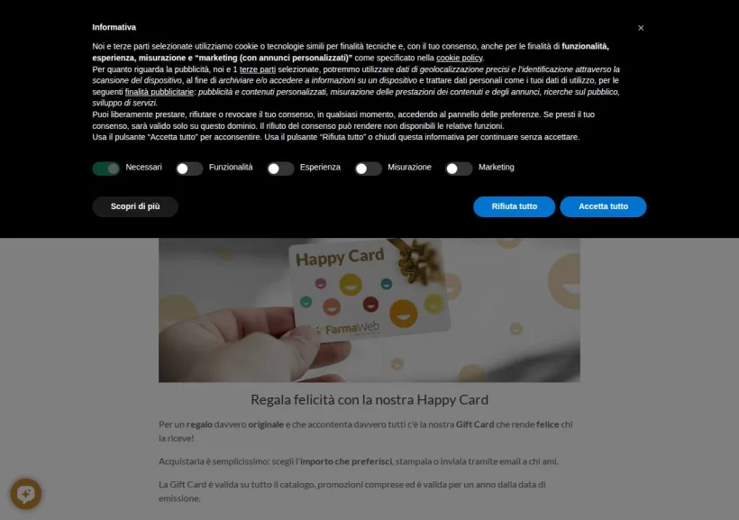 Schermata della pagina offerta di FarmaWeb