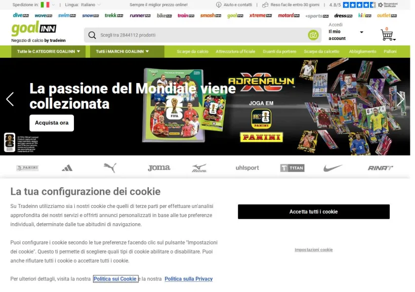 Schermata della pagina offerta di Goalinn