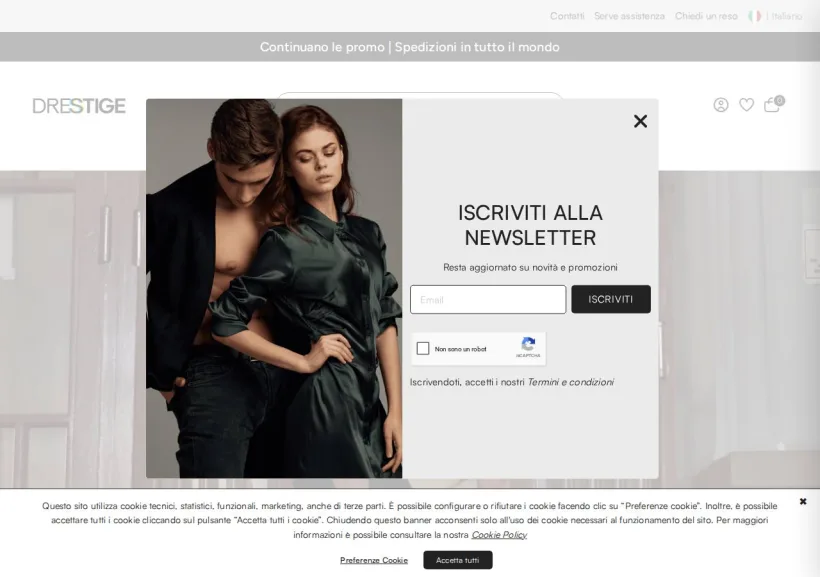 Schermata della pagina offerta di Drestige