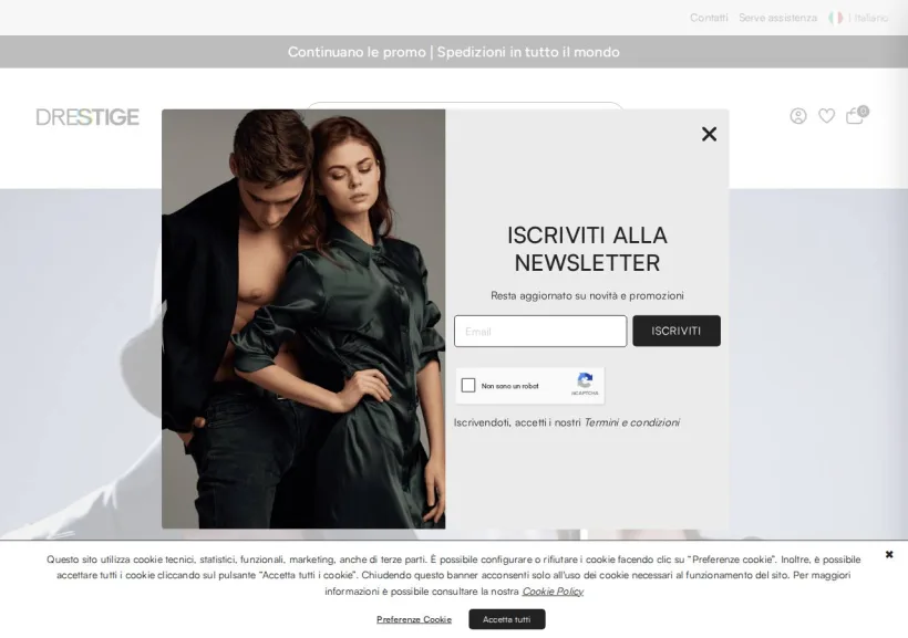 Schermata della pagina offerta di Drestige