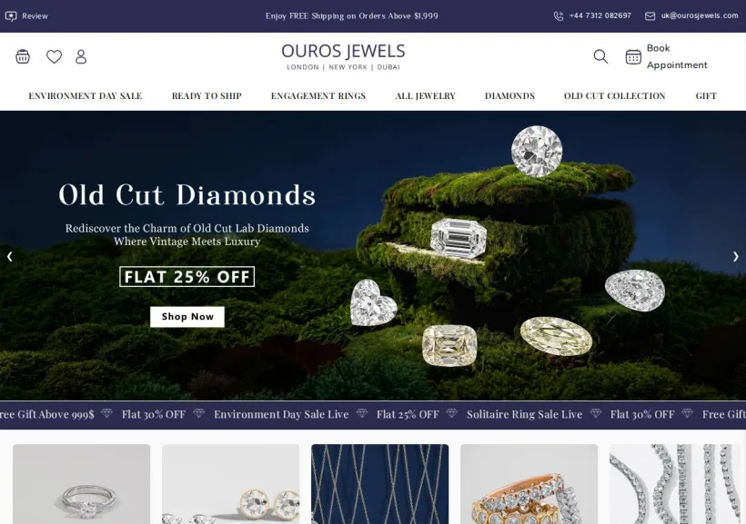Schermata della pagina offerta di Ouros Jewels