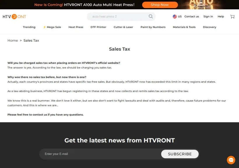 Schermata della pagina offerta di HTVRont