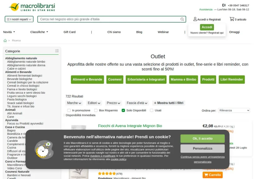 Schermata della pagina offerta di Macrolibrarsi