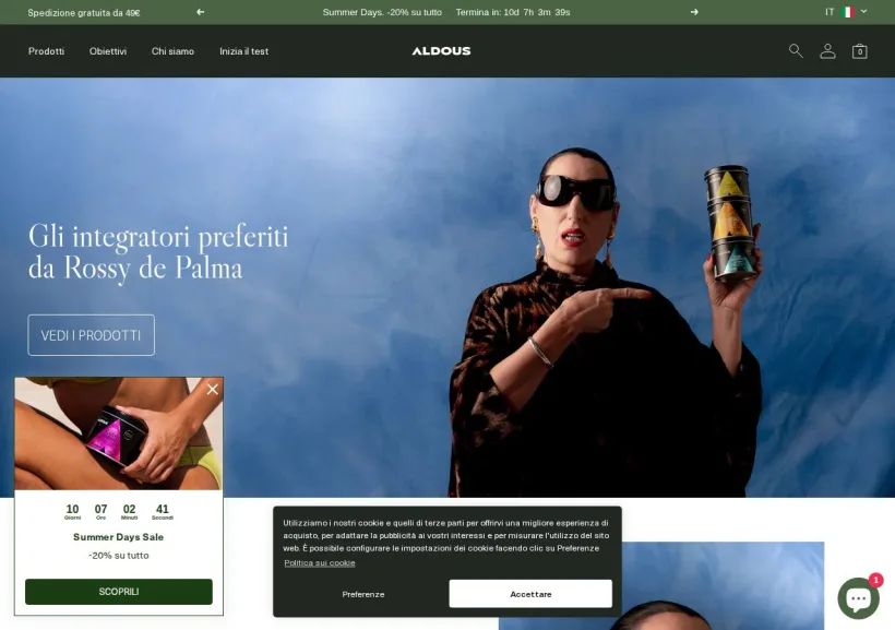 Schermata della pagina offerta di Aldous Bio