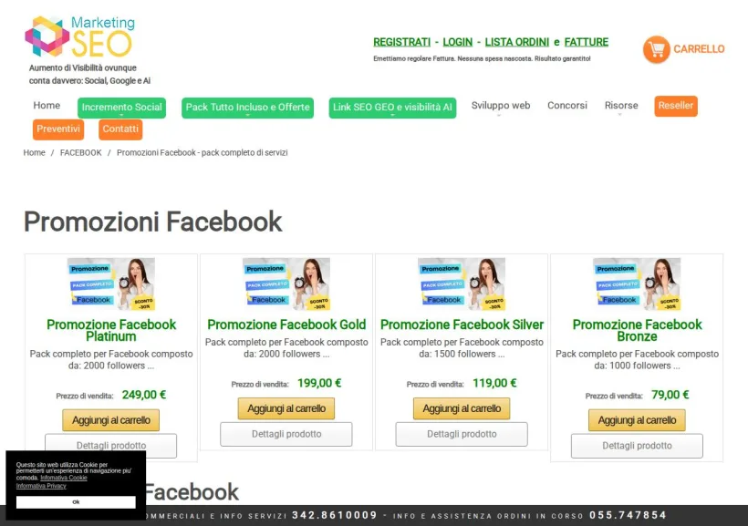 Schermata della pagina offerta di Marketing-seo.it AI service