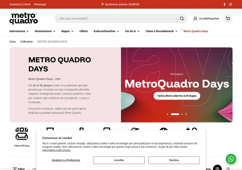 Schermata della pagina offerta di Metro Quadro