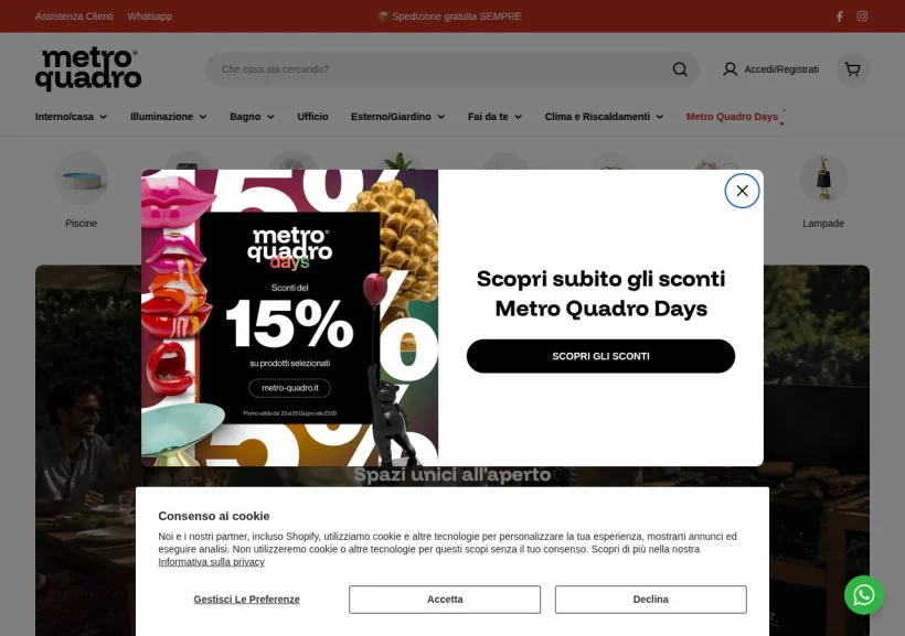 Schermata della pagina offerta di Metro Quadro