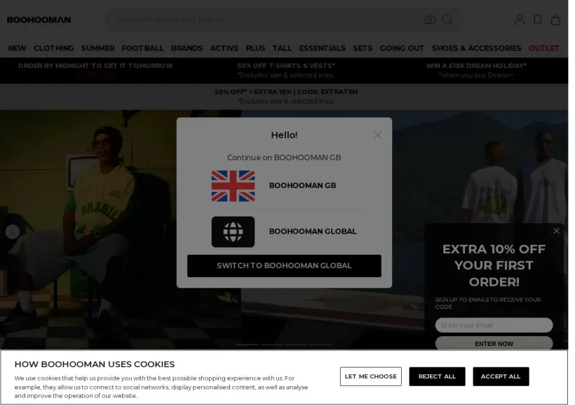 Schermata della pagina offerta di BoohooMan
