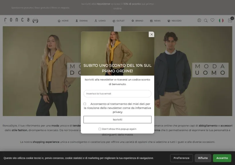 Schermata della pagina offerta di Roncastyle