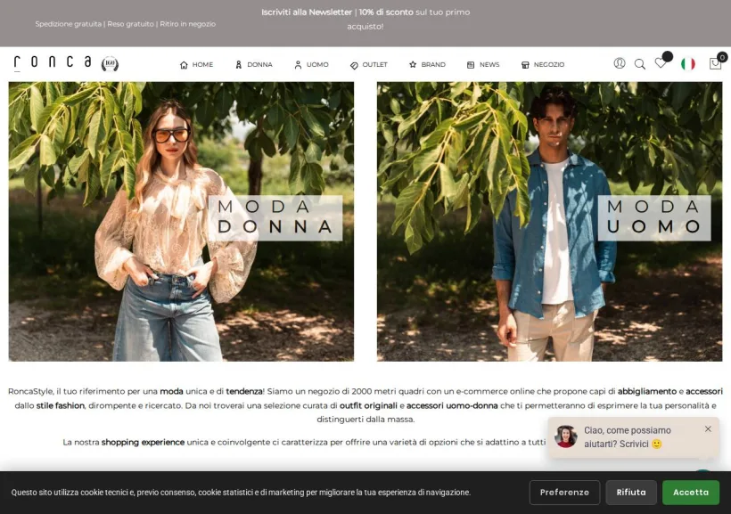 Schermata della pagina offerta di Roncastyle