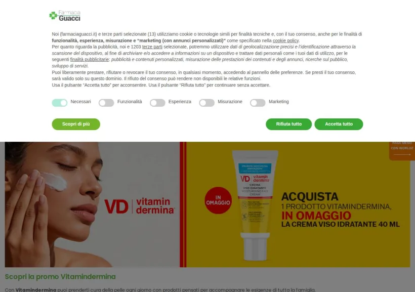 Schermata della pagina offerta di Farmacia Guacci