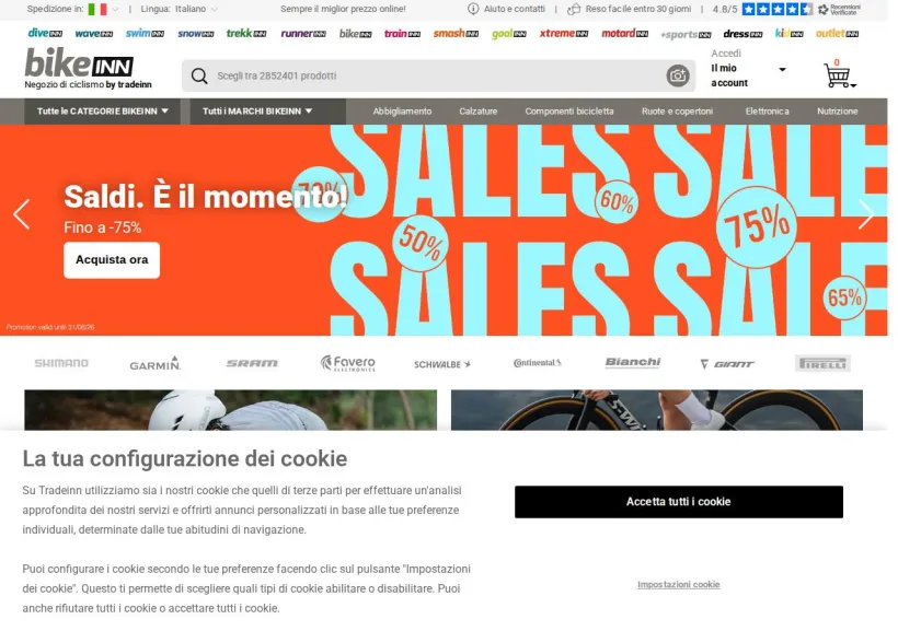 Schermata della pagina offerta di Bikeinn