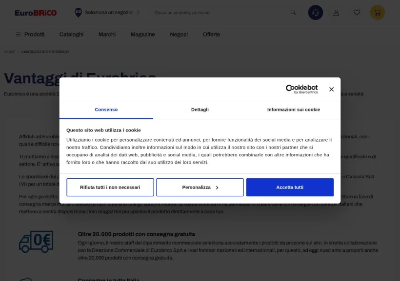 Schermata della pagina offerta di Eurobrico