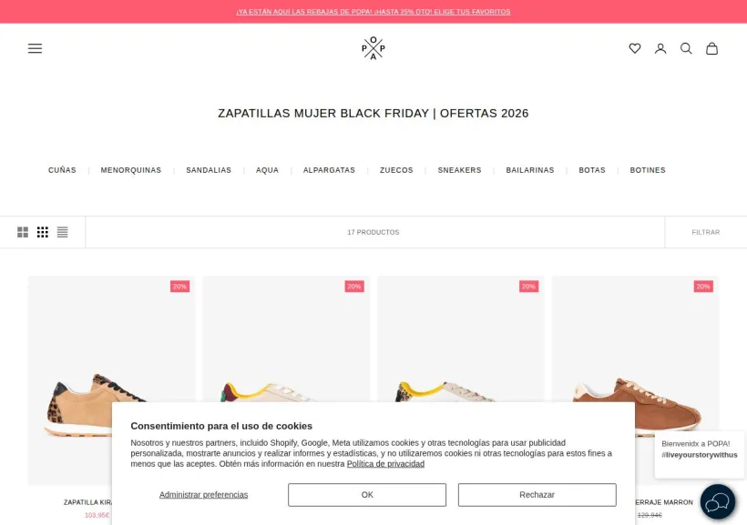 Schermata della pagina offerta di POPA