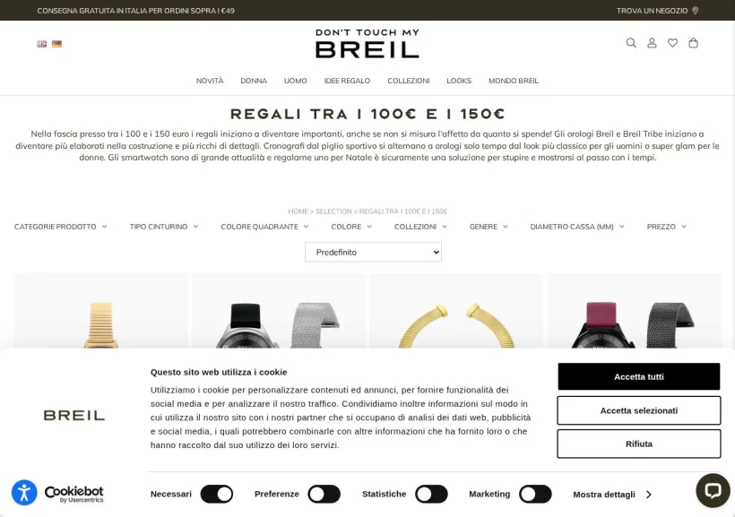 Schermata della pagina offerta di Breil