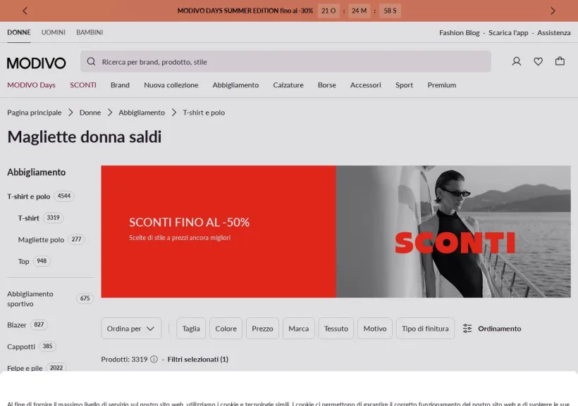 Schermata della pagina offerta di Modivo