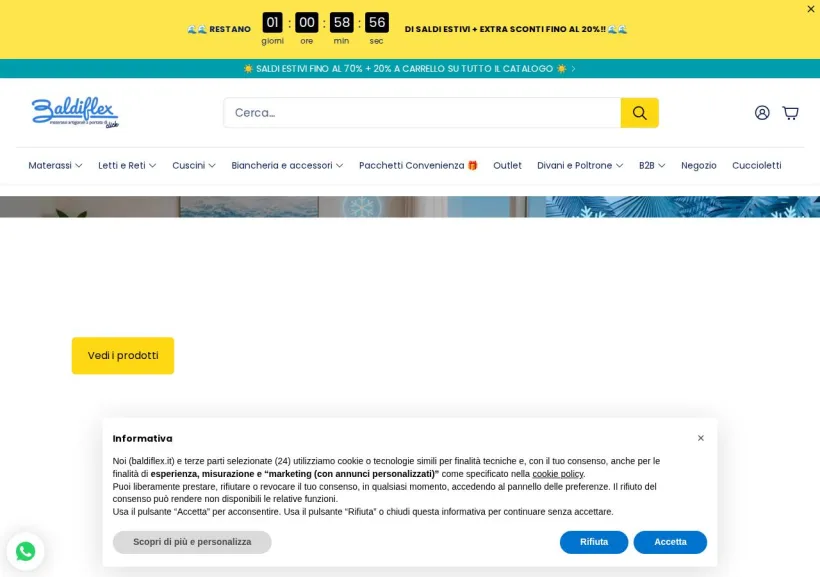 Schermata della pagina offerta di Baldiflex