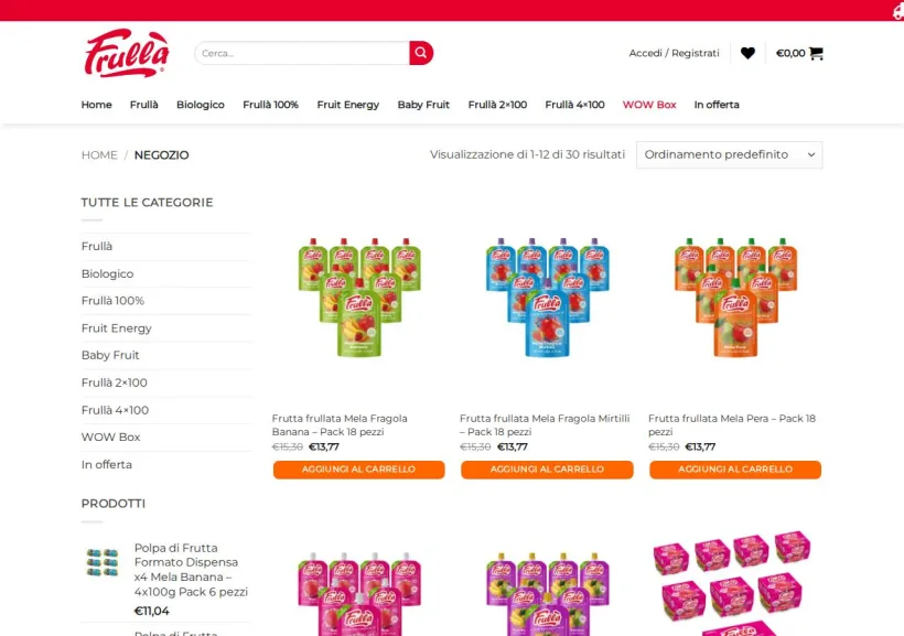 Schermata della pagina offerta di Frullà